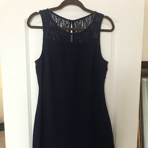 Navy dress with lace detail. Stitch fix.
